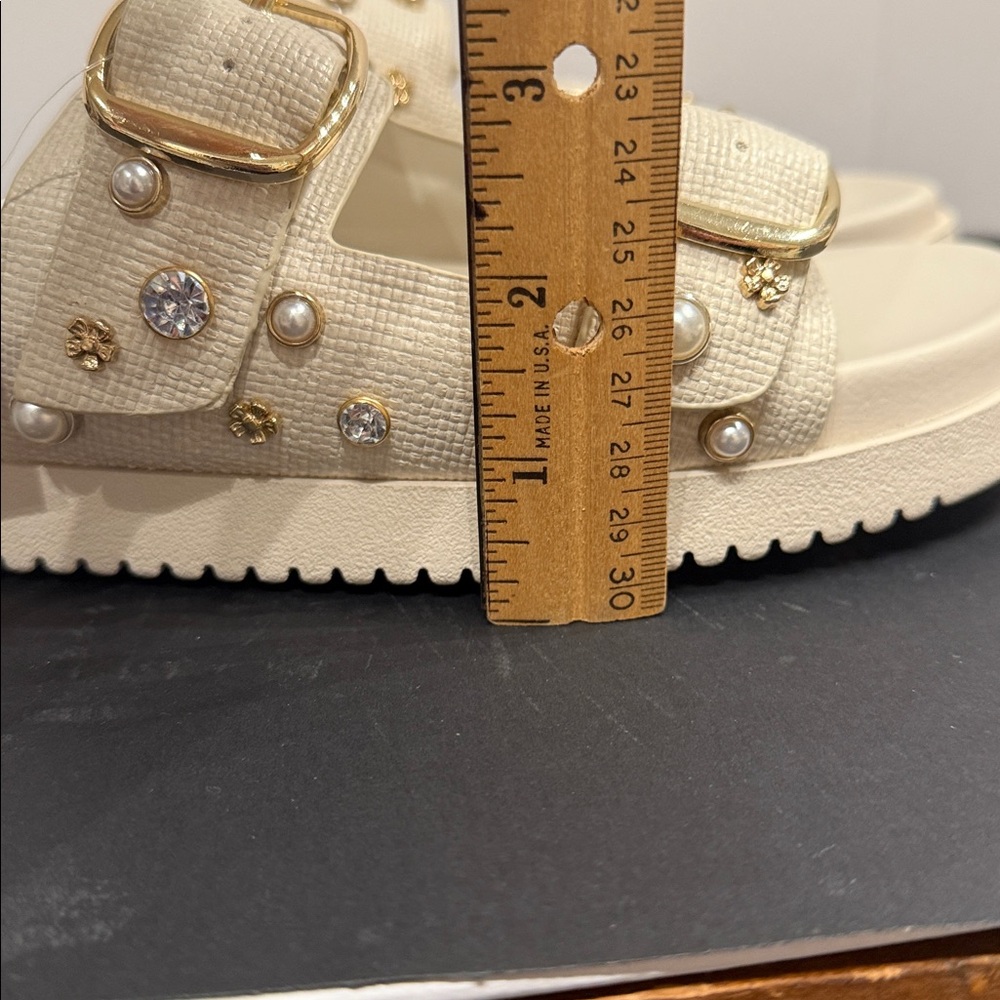 Aldo Beige Embellished Slide Studded Sandals- NWT-FINAL PRICE! size 9 - Picture 8 of 14